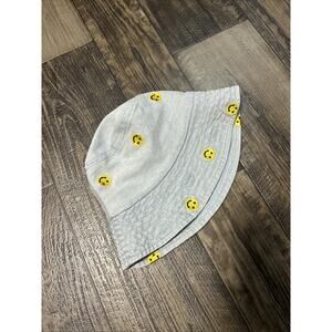 Bucket Hat Smile Print Jean Denim Smiley OS 90’s Y2K Embroidered Mens Womens